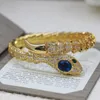 Diseñador Mujeres Serpiente Rubí Brazalete Pulsera Lujos Diseñadores Pulseras Italia Marca Lady 18K Oro Zafiro Piedra preciosa Serpiente Diamante Joyería de lujo con caja de regalo