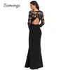 캐주얼 드레스 Ziamonga Long Party Dress Women Winter 2021 Plus Size Luxury Autumn Lace Mermaid Elegant Sexy Sleeve Maxi