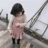 Spódnice 2022 Koreańskie Dzieci Dziewczyny Maluch Dziewczynka Sukienka Ruffles Słodka Księżniczka Zagęścić Polar Zimowe ubrania