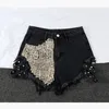 Women's Fashion Brand Vintage Tassel Rivet Ripped High Waisted Short Jeans Punk Sexy Woman Denim Shorts 210611