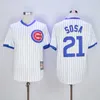 Retro Beyzbol 21 Sammy Sosa Jersey Emekli Kazak Pinstripe Tüm Dikişli Takım Renk Mavi Gri Beyaz Ordu Yeşil Cooperstown 1929 1942 Vintage Mükemmel Kalite