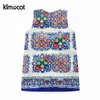 Kimocat Summer girls Dress Floral Print Dresses For Girls Vintage Toddler Blue and white porcelain embroidery Chinese style Q0716