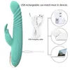 3 em 1 Soft G Spot Anal Rabbit Vibrator Touch Feeling Female Auto Thrusting Machine for Adult Women Pleasure Toys Automatic Massage Swinging Vibration