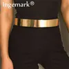 Ingemark Punk pleine métal miroir taille ceinture dames Hip Hop maigre métallique couleur or large Cummer Bunds femmes bijoux de corps 2020