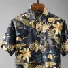 Kurzarm Männer Shirts Luxus Goldene Blätter Gedruckt Casual Party Herren Hemden Sommer Dünne Mann Shirts Plus Größe 4xl