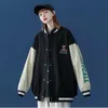 Lente Streetwear Harajuku BF Honkbaljas Vrouwen Enkele Breasted Spliced ​​Herfst Bomber Jacket Kleding 210531