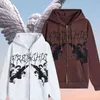 Frauen Hip Hop Streetwear Hoodies Frauen Jacke Angel Dark Print Jacke Mantel Goth Harajuku Y2k Kleidung Punk Jacke Outwear Zipp 211104