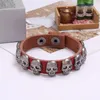 Bangle Jessingshow Fashion Bracelets de couro genuíno Men Men vintage Punk Alloy Skull Skran