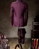 Burgundy Notch Lapel One Button Jacket+Pants+Vest+Tie Fashion Terno Masculino Costume Homme Elegant Men Suits Formal Handsome X0909