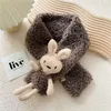 Sweet Faux Fur Scarves Imitation Lambs Wool Winter Warm Plush Cross Scarf With Bear Cute Women Scarves Children Solid Neck Ring