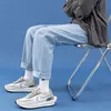 Jeans Masculino Outono 2022 Moda de Rua Solto Coreano Calças de Perna Reta Roupas de Marca Azul Claro