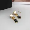 Diseñador de lujo Colgantes de cristal negros para mujer Pendientes de moda Gifts de moda Joyería de alta calidad con caja