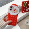 Pop It Push Bubble Silikonowe skrzynki Pokrywa dla iPhone 13 12 Prox 11 XR 78 Plus Fidget Reliver Stress Boże Narodzenie Santa Claus Deer 150 sztuk / partia