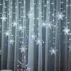 クリスマスの装飾3.2m雪の結晶はカーテンライト文字列妖精のライトを点滅させますランプの装飾党家の洞窟