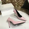 High end fashion solid color women's dress shoes, Italian heel sandals, packaging, 5.5, 10cm, comfortable leather 35-41