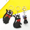Keychains Cute Black Jiji Cat Keychain PVC Rubber Kikis Delivery Serve Key Chains Ring Holder Bag Phone Ornament Jewelry Gift1626219