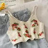 Dames Tanks Camis Dames Vintage Haak Gebreide Camisole Floral Borduurwerk Mouwloze Crop Top Balette Bohemian Beach Bikini Bustier VE