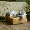 Collezione Everyday Cute Kittens Cat Figurine Micro Landscape Ornaments Figurine decorative Garden Desk Deco Home Decoration 210811