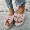 Women Bowknot Slippers 2020 Summer Casual Beach Muffin Slip On Platform Ladies Sandals Dress Party Peep Toe Female Sandals Y0721