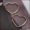Kolczyki stadninowe biżuteria europa moda wielkie koło serca w kształcie darowizny dla dziewcząt metalowe puste miłośnicy złoty nurkował kolczyki