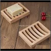 Dishes Aessories Home & Gardennatural Wooden Dish Tray Holder Storage Soap Rack Boxes Container For Bath Shower Plate Bathroom Da084 Drop Del