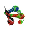 Dernières Pipes Colorées Silicone Titane Astuce Paille Fumer Tube Handpipe Portable Conception Innovante Filtre Trou Bol Avec Couvercle Caps Cuillère Ti DHL