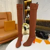 Luxurious Brand Womens Thigh-High Boot High Heel 9.5CM Sock-like Booties Pointed Toes Autumn Winter Special-Shaped Heels Knight Shoes Size 35-42