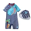 12 여름 수영복 소년 원피스 수영복 모자와 함께 귀여운 동물 인쇄 아기 반바지 보드 옷 아이들