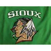 Thr mens 9 jonathan toews dakota hóquei jersey 100% costurado bordado lutando sioux dakota faculdade hóquei jerseys preto branco verde