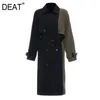Обладая новая весна и летняя мода повседневная длинная рукава лоскутная асимметричная среда длины ветровая пальто женщины SJ921 210428