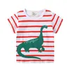 Jumping Meters Meninos Tees Dinossauro Imprimir Stripe Girls T Shirt 100% Algodão Bebê Roupas Criança T 210529