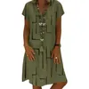 Baskı Kısa Kollu Vintage Gevşek Bel Boyut Casual Elbise Kadınlar Yaz Streetwear Plaj Parti Artı Boyutu Diz Boyu Elbiseler 210608