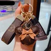 Fashion Car Keychain Favor Mouse Flower Bag Purse Pendant Charm Brown Keyring Holder for Men Gift PU Leather Lanyard Key Chain Acc7285716