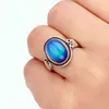 2PCS Schöne Silber Überzogene Stimmung Stein Ring Frauen Ändern Farbe Emotion Gefühl Legierung Schmuck RS009-010