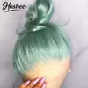 Mode-Stil Grüne / Rosa / Blau Keine Lace Front Perücke 13x4 Transparente synthetische Perücken Prepucked 18-30 inch Brazilian Gerade Menschliches Haar