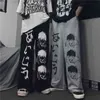 Harajuku Женские брюки Японские шаблон хип-хоп для женщин Широкие рубцы ног мужчины Jogger повседневная негабарита 21115
