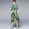 Pist Yaz Seksi Şifon Elbise Kadın Tropikal Orman Florl Baskı Tatil Plaj Yay Midi Elbise 210529