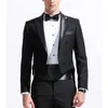 Czarny ślub człowiek płaszcz ogon 2 szt. Podwójne breasted Męskie garnitury mody z szczytowymi lapelowymi spodniami 2020 x0909