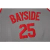 Nikivip Mens 25 Zack Morris Bayside Basketball Jerseyys Crey Color salva pelos campainhas de basquete do Hip Hop 90