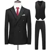 Design Three Pieces Mens Suit Double Breasted Solid Business Formal Wedding Classical Clothing Dress Slim Fit Tuxedo Vest Jacke