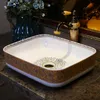 Chine artistique porcelaine Art salle de bain évier Lavabo Lavabo évier comptoir lavabo en céramique carré