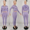 Kvinnor Hoodie Tracksuits Två styck Byxor Set Långärmad jacka Sportkläder Outfits Cardigan Tights Legging Suits S-XXL