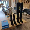 Black knife shark over-the-knee stiletto heels boots Stretch Shiny spandex crepe jersey point toes thigh-high boot for women luxury designer shoes factory footwear