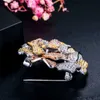 3D Design Mixed Rose Gold Silver Plated Cubic Zirconia Large Luxury Wedding Party Flower Brooches for Women BH009 210714