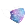 50pcs DHL Ship Fashion Colorful Mesh Designer Party Face Mask Bling Diamond Rhinestone Grid Net Sexy Hollow Masks Reuseable