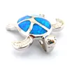 blue opal jewelry with cz stone;mexican opal pendant turtle pendant OP201B