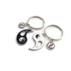 Mode Yin et Yang Tai Chi porte-clés couture alliage noir blanc meilleurs amis Couple porte-clés en cuir porte-clés bijoux accessoires