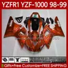 Yamaha YZF-R1 YZF1000 YZF R1 1000 CC YZFR1 98 99 00 01 BODYWORK 82NO.104 YZF R1 1000CC 1998 1999 2000 2001 YZF-1000 98-01 오토바이 바디 실버 오렌지 키트