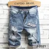 Mens jeans Shorts Motorcycle biker jeans Rock Revival Short Pants Skinny Slim Ripped hole Men's Denim