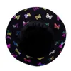 Cappelli a secchiello da donna alla moda Cappellino estivo con stampa a farfalla colorata per protezione solare da strada all'aperto Cappello da sole femminile Panama a tesa larga Elob22